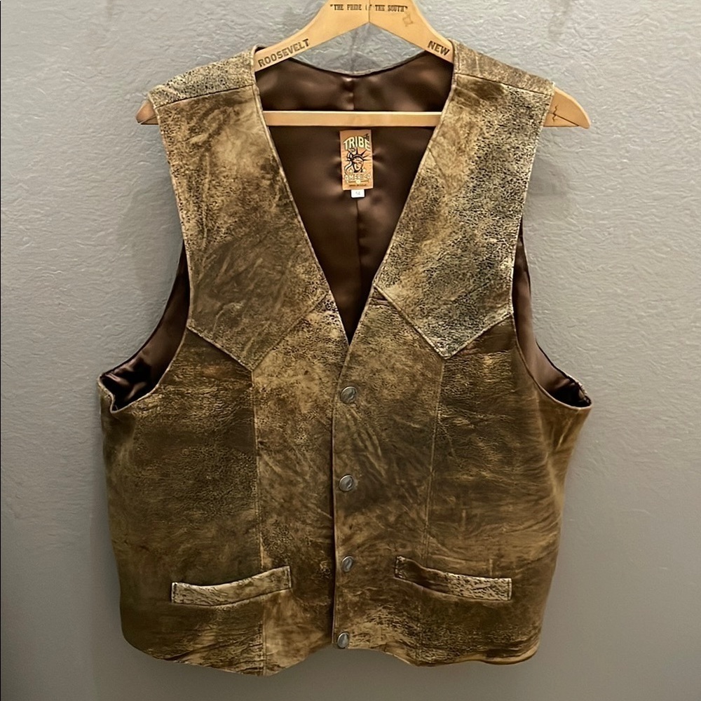 Vintage Brown Suede Leather Vest for Men - Picture 3 of 16